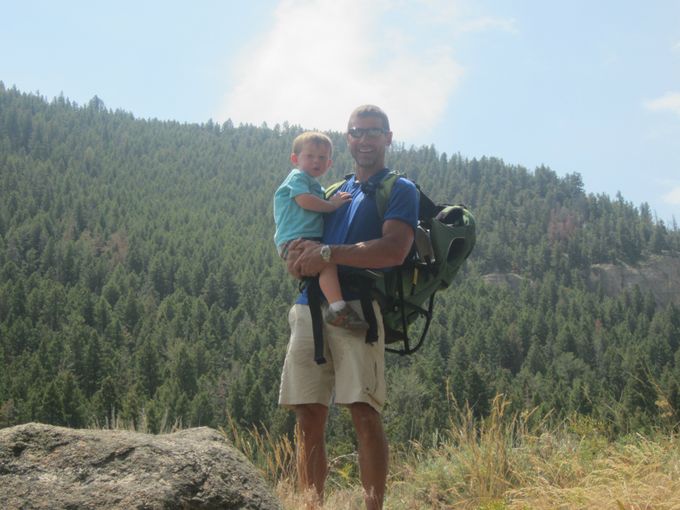 Shawn and Jude, who should be riding in the backpack that he is wearing. But no, 