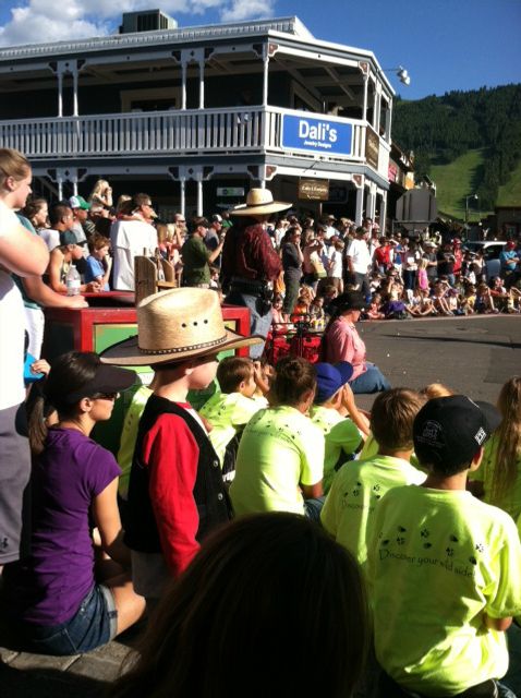 Lukey intently watching the gun fight in the Town Square, Jackson Hole
