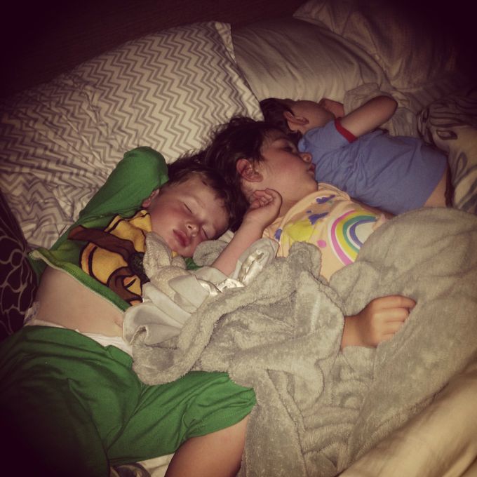 Snoozing while driving. First time they have all slept together.