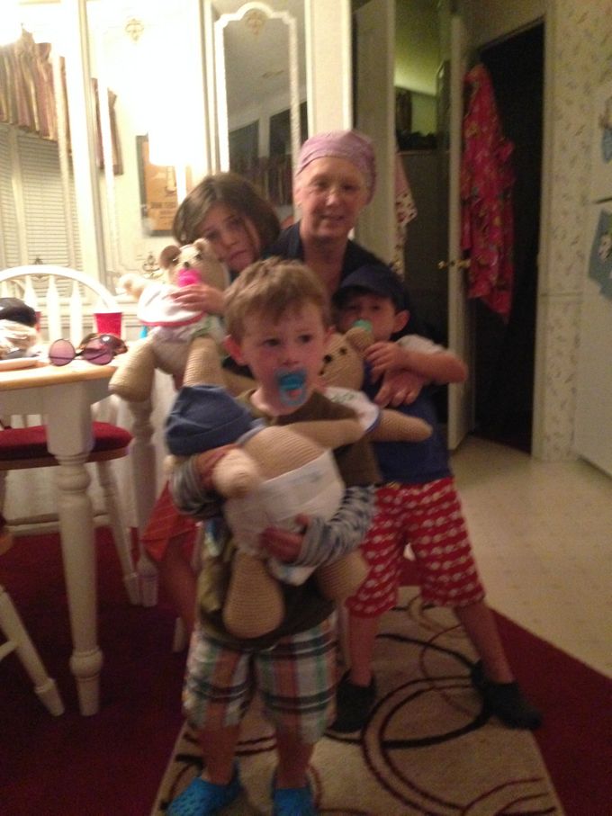 Aunt Chris made them all baby stuffed animal bears (each came with a paci that the boys immediately used!). 
